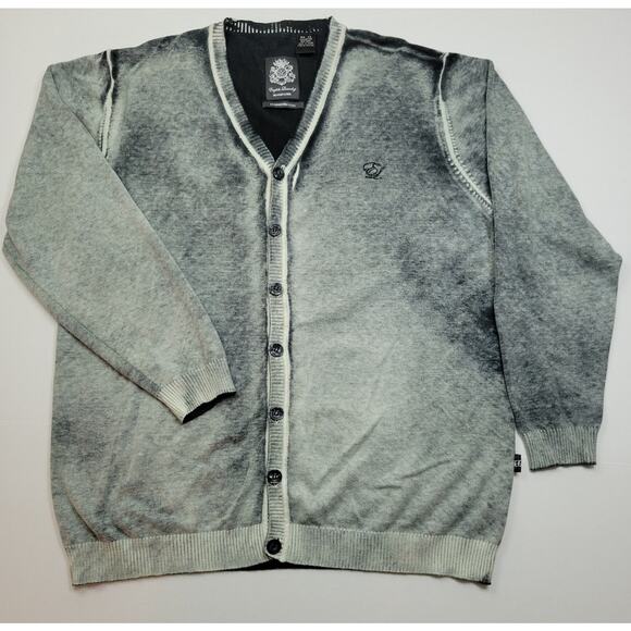 English Landry Blaque Label by Christopher Wick Gradient Gray Cardigan Men's XL - Picture 1 of 7